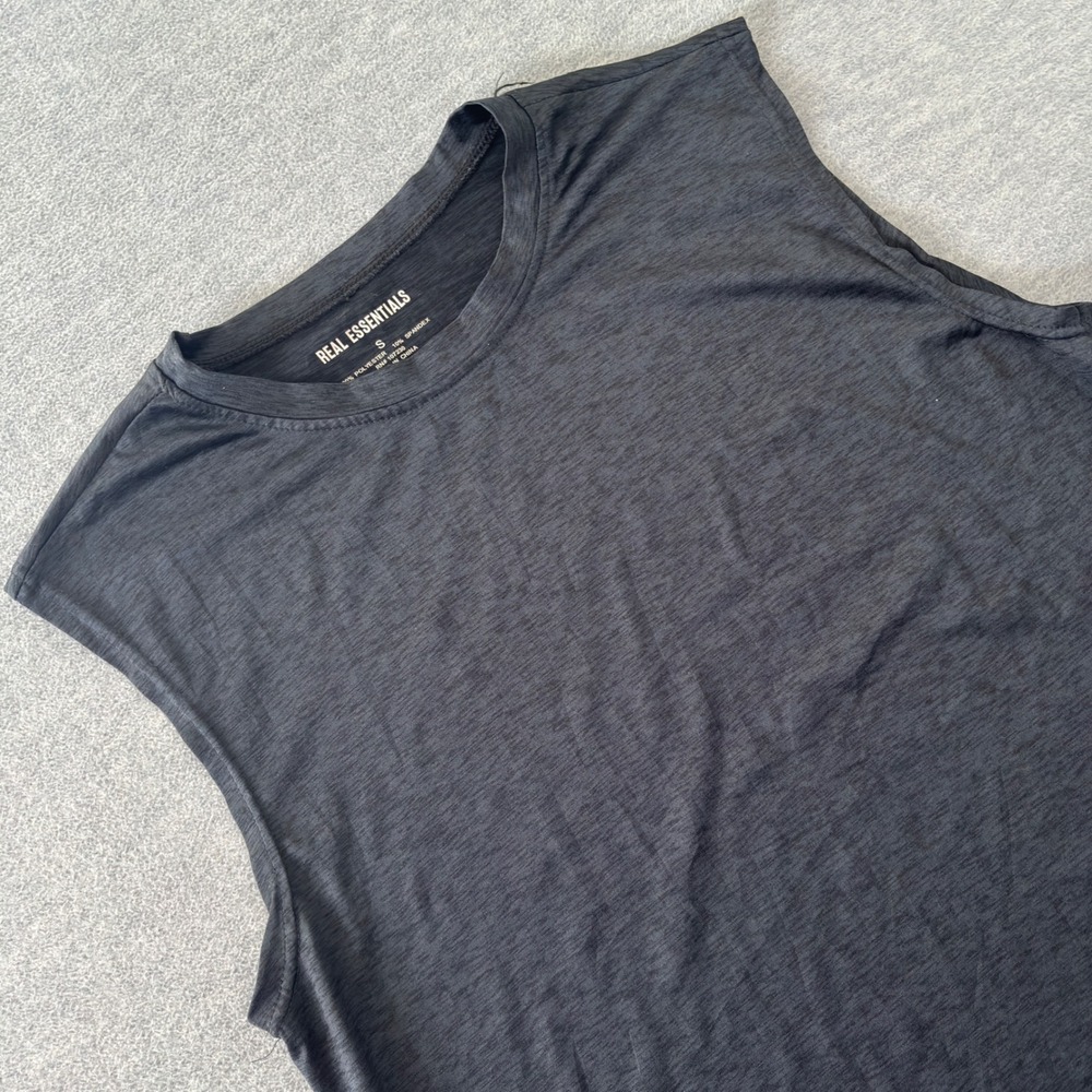Real Essentials Mens Small Charcoal Gray Heathered Muscle Tank Top Activewear